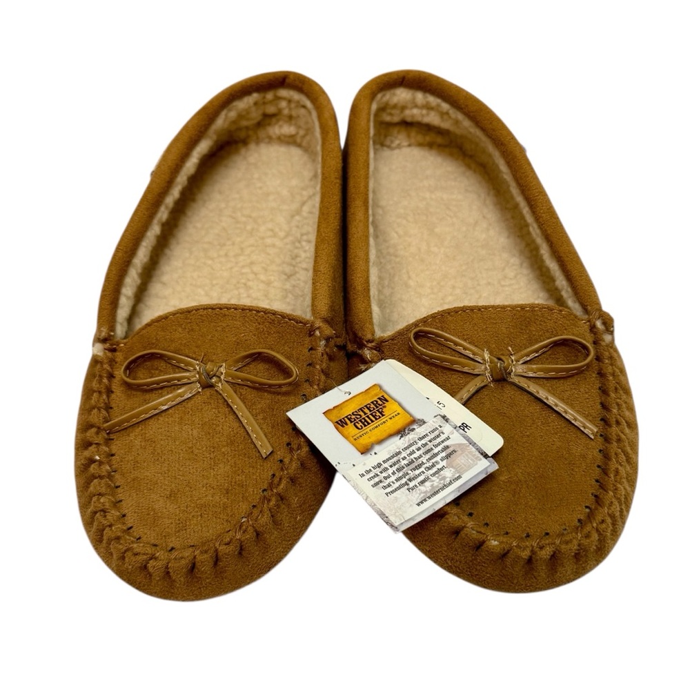 Western Chief Tan Cresta Suede Women’s Moccasin Slippers Size 9 New